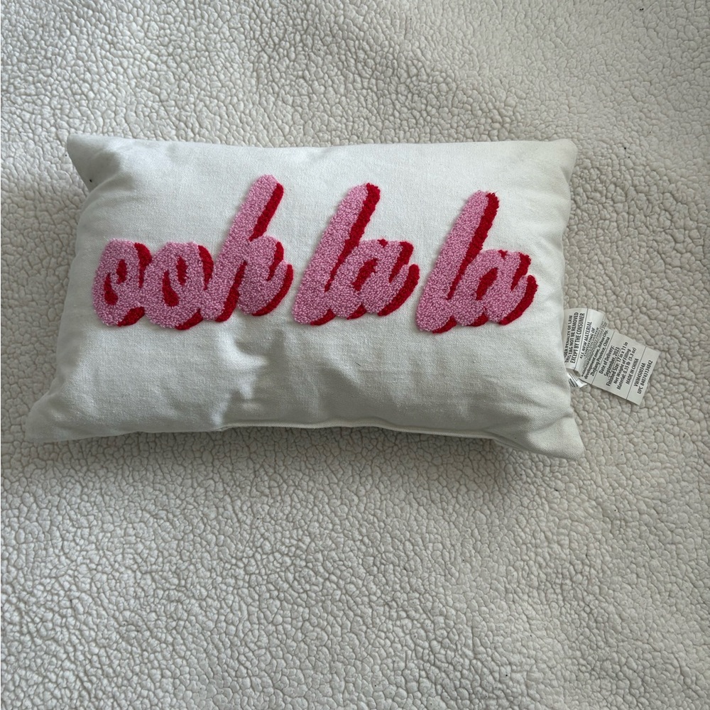 Marshalls White and Pink Decorative Pillow